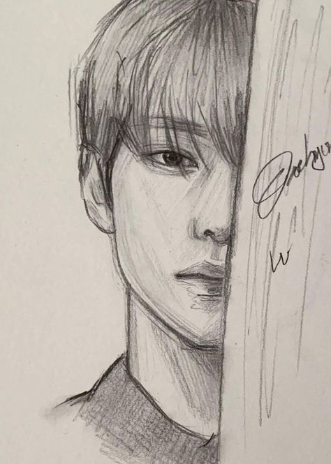 Drawings With Feelings, Distorsi Art, Enhypen Art Sketch, Enhypen Drawing Sketch, Pencil Art Flowers, Enhypen Sketch, Enhypen Drawing, Kpop Sketch, Color Pencil Drawings