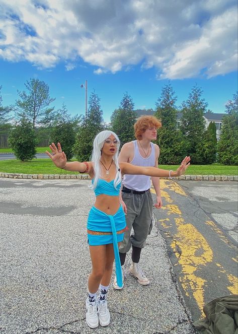 Milo And Kida Costume Halloween, Milo Thatch And Kida Cosplay, Kida Halloween Costume Atlantis, Atlantis Halloween Costume Couple, Milo And Kida Costume, Princess Kida Atlantis Costume, Atlantis Couple Costume, Milo And Kida Atlantis Costume, Atlantis Halloween Costume