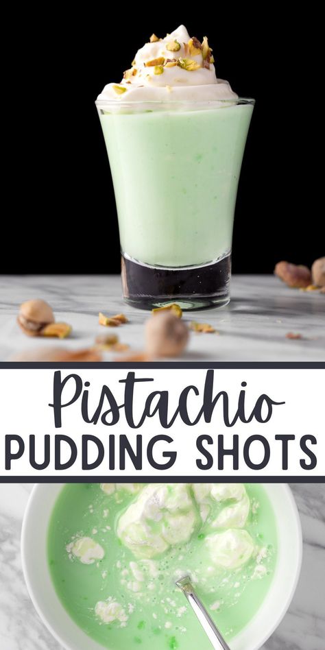 These Pistachio Pudding Shots are the perfect pudding shots to make for St. Patrick’s Day. They are bright green, delicious, and can be made with any type of alcohol you like. Pudding Shots Pistachio, White Pudding Shots, Pistachio Shots Recipes, Pistachio Pudding Shots Alcohol, Pistachio Pudding Shots, Pudding Shots Alcoholic, Types Of Pudding, Shots To Make, Pudding Shot Recipes