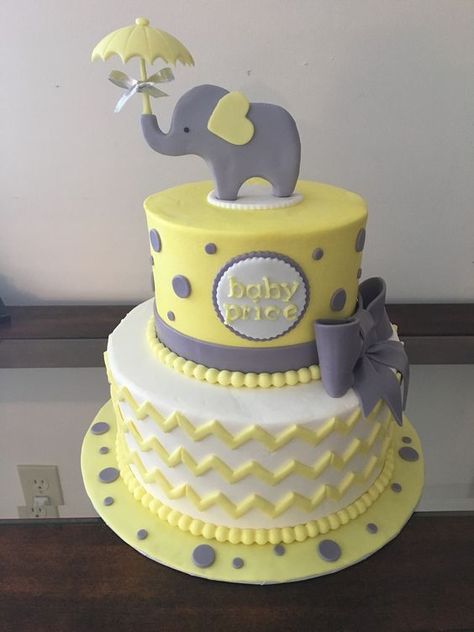 Elephant Baby Shower Theme Girl, Baby Shower Ideas For Boys Themes, Elephant Baby Shower Theme Boy, Baby Shower Cakes Neutral, Baby Shower Ideas For Boys, Elephant Baby Shower Cake, Baby Shower Themes Neutral, Yellow Elephant, Elephant Baby Shower Decorations