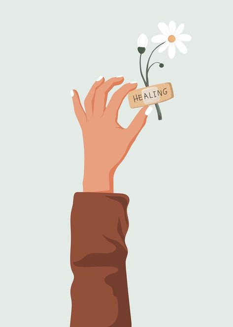 Healing Illustration, Hands Background, Aesthetic Healing, Hand Holding Flower, Feminine Illustration, Healing Flowers, Hands Holding Flowers, Lifestyle Illustration, Illustration Quotes