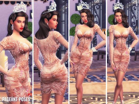 Sims4LifeStories' PAGEANT POSES #2 - by Heart Melanie Sims Animations, Pageant Poses, Ts4 Makeup, Pagent Dresses, Ballerina Poses, High Fashion Poses, Sims Poses, Pageant Girls, Pelo Sims