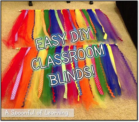 Rainbow Curtains Classroom, Peel And Stick Wallpaper In Classroom, Diy Preschool Classroom, Diy Classroom Curtains, Classroom Window Ideas, Paint Classroom, Classroom Decals, Classroom Ceiling Decorations, Rainbow Classroom Theme