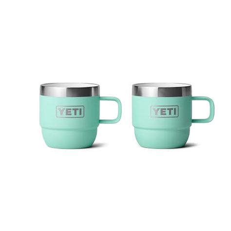 YETI Rambler 6 oz Stackable Mug, Stainless Steel, Vacuum Insulated Espresso/Coffee Mug, 2 Pack, Seafoam Yeti Accessories, Stackable Mugs, Camping Bedarf, Yeti Coolers, Safety And First Aid, Sleep Mattress, Kitchen Refrigerator, Yeti Rambler, Sleeping Pads