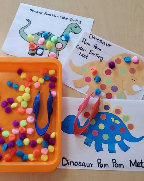 Dinasour Fine Motor, Dinosaur Theme Fine Motor Activities, Dinosaur Fine Motor Activity, Activities With Dinosaurs, Dinosaur Nursery Activities, Dinosaur Sorting Activity, Fine Motor Skills Dinosaurs, Dinosaur Art Project Preschool, Dino Fine Motor Activities