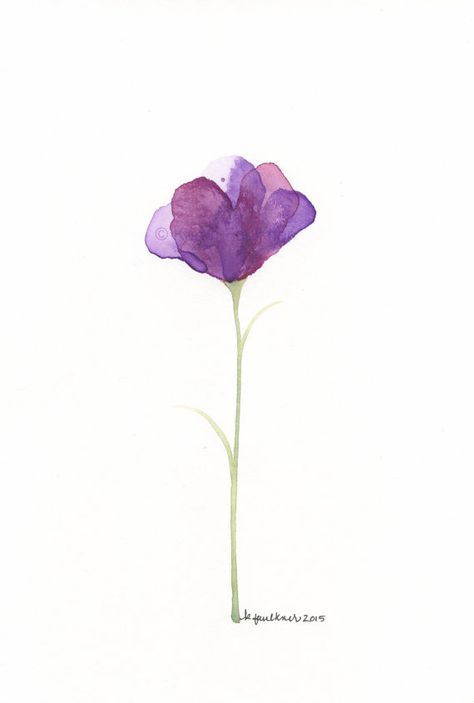 Original watercolor painting of an abstract purple flower: Violet Flower Tattoos, Violet Tattoo, Tattoo Watercolor, Violet Flowers, Flowers Png, 수채화 그림, Trendy Flowers, Violet Flower, Watercolor Inspiration