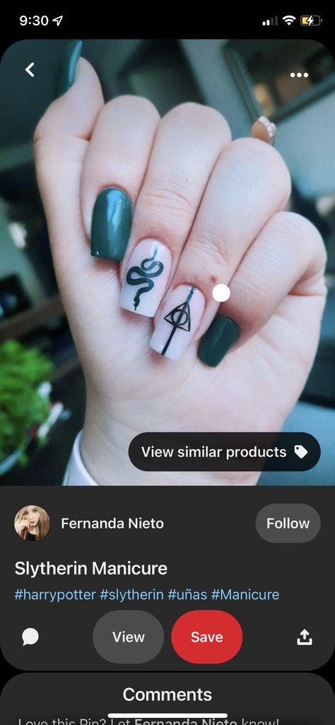 Draco Nails, Slitherin Nails, Draco Malfoy Nails, Slytherin Nails Acrylic, Slytherin Nail Ideas, Harry Potter Nails Slytherin, Slytherin Nail Art, Universal Studios Nails, Hogwarts Nails