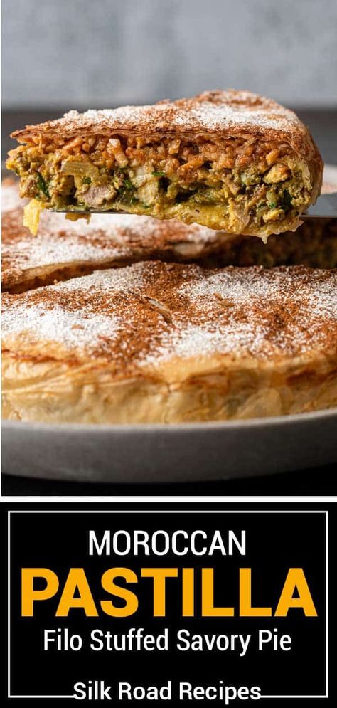 Chicken Pastilla Recipe, Moroccan Chicken Pastilla, Moroccan Pastilla Recipe, Chicken Pastilla Moroccan, Afgani Recipes, Morrocan Recipe, Pastilla Moroccan, Moroccan Bastilla, Moroccan Pie