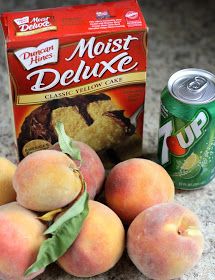 Butter, with a side of Bread // Easy family recipes and reviews.: PEACH COBBLER {Super Easy~ 4 Ingredients!} Cake Mix And Soda, Complicated Recipes, Easy Peach Cobbler Recipe, Peach Cobbler Easy, Peach Crisp, Peach Desserts, Peach Cake, Duncan Hines, Peach Cobbler Recipe