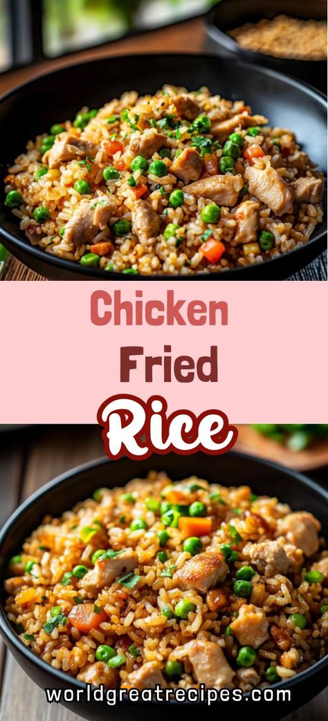 This chicken fried rice is a one-pan wonder, combining juicy chicken, perfectly fried rice, and crisp veggies in a savory sauce. With hints of garlic, ginger, and soy, every bite is packed with flavor. Quick to prepare and great for leftovers, this fried rice recipe is a must-try for busy nights. Top with scallions or a fried egg for extra flair. Fried rice doesn’t get easier—or tastier—than this! Chicken Fried Rice Sauce Recipe, Trader Joes Fried Rice Meal, Bennihanna Chicken Fried Rice, Garlic Chicken Fried Rice, Chicken And Egg Fried Rice, Healthy Chicken Fried Rice, Chicken Egg Fried Rice, Delicious Fried Rice, Best Fried Rice Recipe