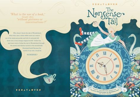 The Nonsense Tail :: Behance Book Cover Art Design, Book Illustration Layout, Mises En Page Design Graphique, Book Illustration Design, Gfx Design, Alice In Wonderland Book, Book Cover Design Inspiration, 동화 삽화, Book Cover Illustration