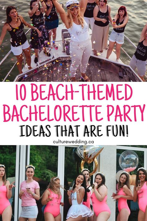 10 Fabulous Beach Bachelorette Party Themes For Beach Lovers Bachlorette Beach Themes Outfits, Bachelorette Party Themes Florida, Beach Bachelorette Party Themes Ideas, Gulf Shores Bachelorette Party, Cottage Bachelorette Party Ideas, Unique Bachelorette Party Themes Beach, Beach Bach Themes, Bachelorette Party Themes Lake, Bachlorette Party Theme Ideas Beach