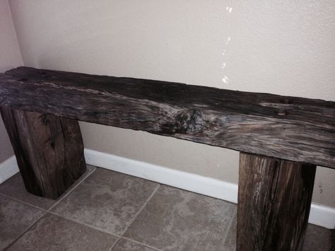 Bench built out of old railroad ties. Railroad Tie, Dream Ranch, Railroad Ties, Diy Kitchen Projects, Farmhouse Bench, Entry Bench, Fire Pit Area, Things To Make, Built In Bench