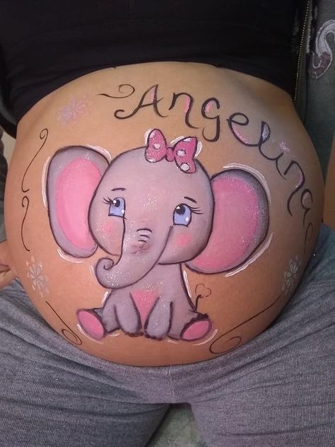 Belly Painting Pregnant, Bump Painting, Belly Paint, Pregnant Belly Painting, Belly Art, Cute Pregnancy Pictures, Elephant Baby Shower Theme, Monthly Baby Photos, Newborn Mom