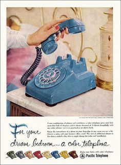 1965 bell telephones ad - we had both styles | The Good Old Days ... Telephone Vintage, Vintage Advertising Art, Vintage Phones, Retro Advertising, Vintage Telephone, Retro Ads, On The Phone, Old Phone, Vintage Memory