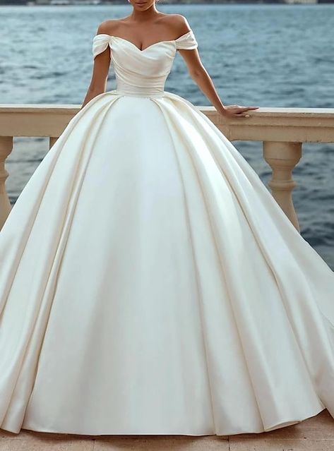 Ball Gown Off Shoulder, Formal Wedding Dresses, Gown Off Shoulder, Satin Bridal Gowns, Wedding Dresses Ball Gown, Cheap Wedding Dresses Online, Wedding Dress Store, Dresses Ball Gown, Wedding 2024