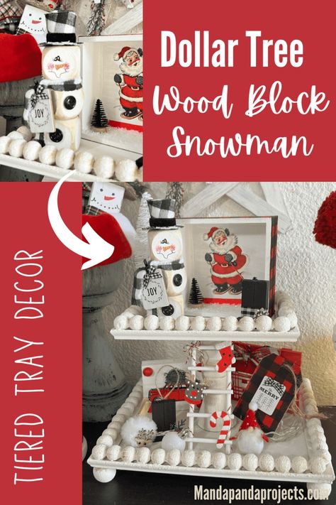 The best Christmas crafts and decor are the ones you can keep up past Christmas and through winter, just like this DIY Dollar Tree Wood Block Snowman. Even better? He fits right on your tiered tray too! Cuteness overload! Wood Block Snowman, Christmas Crafts Decor, Best Christmas Crafts, Craft Snowman, Block Snowman, Christmas Crafty, Tray Ideas, Diy Snowman, Crafts Decor