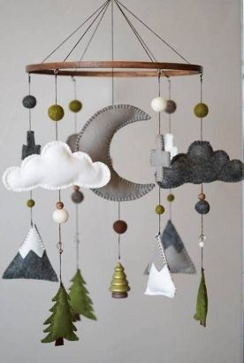 Perlengkapan Bayi Diy, Baby Mobil, Diy Baby Mobile, Mountain Nursery, Baby Nursery Neutral, Trendy Baby Nursery, Felt Mobile, Nursery Baby Room, Nursery Mobile