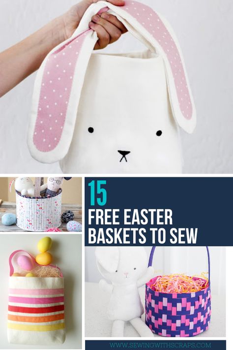 Fabric Easter Basket Pattern, Quilted Easter Baskets, Sewing With Scraps, Simple Easter Baskets, Basket Sewing Pattern, Easter Basket Pattern, Diy Easter Basket, Easter Sewing, Easter Buckets