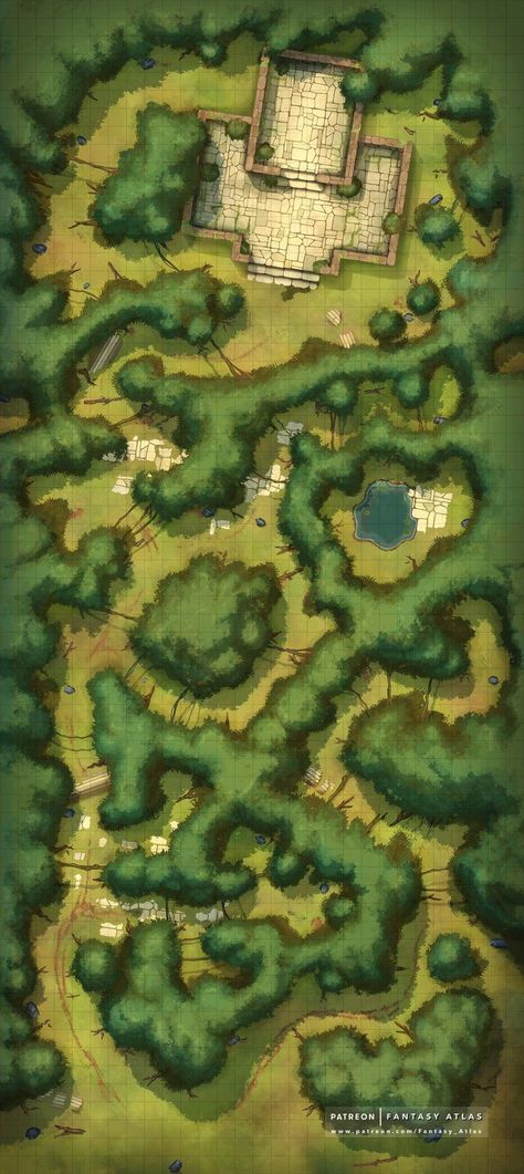 Dragons Inspiration, Forest Temple, Forest Map, Fantasy City Map, Isometric Map, Dnd World Map, Map Making, Town Ideas, Fantasy World Map