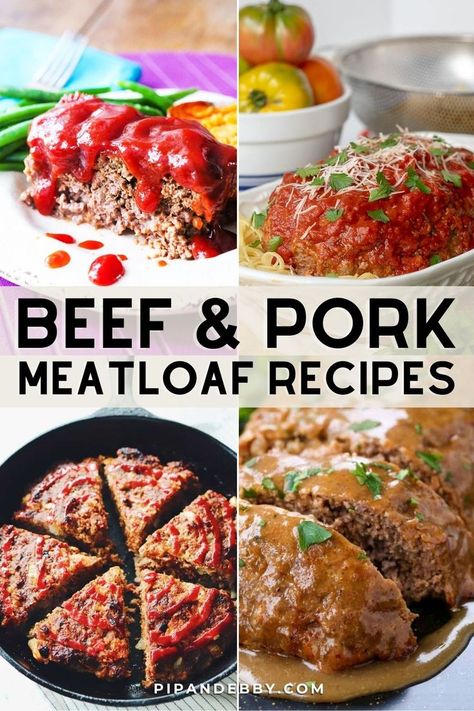 Meatloaf makes the perfect dinner any night of the week. Read on for a roundup of delicious beef and pork meatloaf recipes to get on the table tonight! Meatloaf Recipes Using Ground Beef And Ground Pork, Meatloaf Recipes Pork And Beef, Ground Pork And Beef Meatloaf, Meatloaf With Beef And Pork Recipes, Meatloaf With Ground Pork, Meatloaf With Ground Beef And Pork, Meatloaf Recipes With Ground Beef And Pork, Ground Pork Meatloaf Recipes, Meatloaf With Beef And Pork