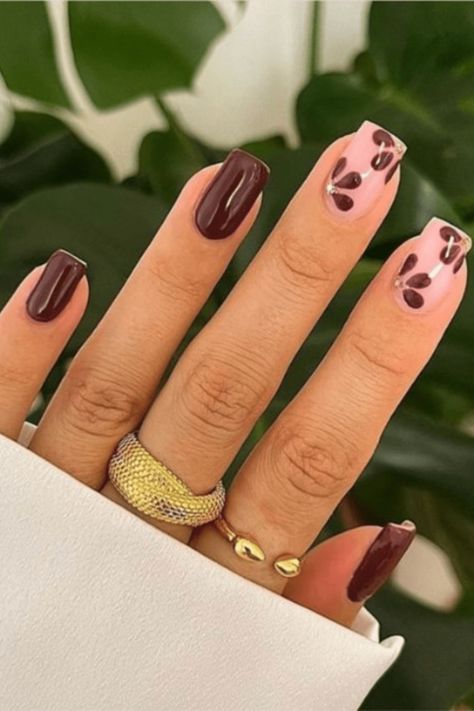 25 Chic Fall Square Nail Designs to Try This Season Fall Toe Nails, Olive Nails, Simple Fall Nails, Square Nail, Square Nail Designs, Fall Nail Art Designs, Short Square Nails, Flower Nail Designs, Short Square Acrylic Nails