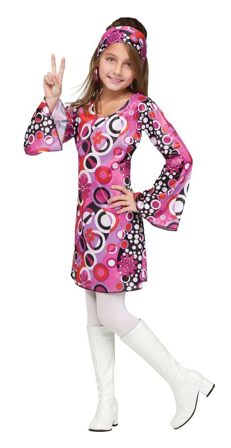 Kids Feelin Groovy Girls 70s Costume Disco Costumes - Mr. Costumes 70s Dress Up Ideas, Disco Girl Costume, 70s Dress Up, 60s Outfit, 70s Costume, Disco Costume, Feelin Groovy, 70s Outfits, Disco Dress