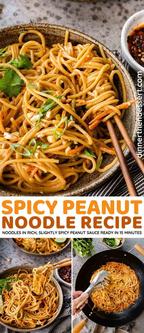 Asian Noodle Recipes Peanut Sauce, Asian Pasta Sauce, Asian Peanut Sauce, Spicy Asian Noodles, Tasty Noodles Recipe, Asian Pasta, Thai Peanut Noodles, Peanut Sauce Noodles, Spicy Peanut Noodles