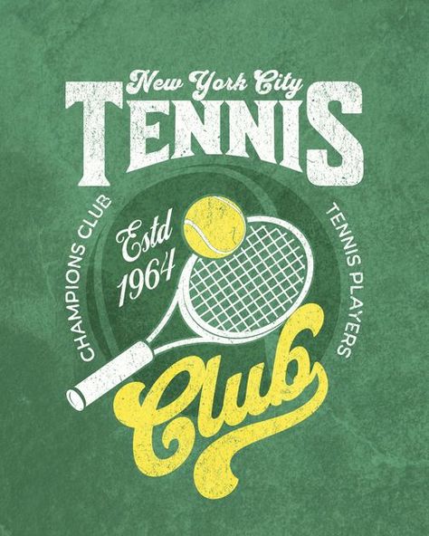 Vintage Tennis Club Logo, Sports Graphic Tshirt, Retro T Shirt Design Graphics, Tennis Tshirts Design, Sport Tshirt Design, Sports T Shirts Design, Sports Graphic Design Inspiration, Tshirt Graphic Design Ideas, Tennis Graphic Design