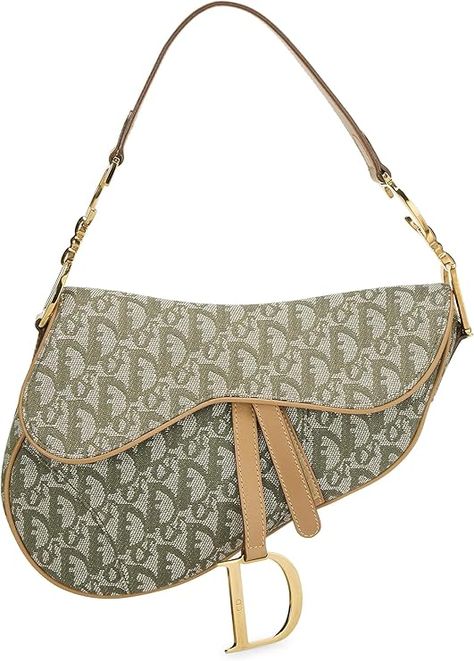 Amazon.com: Dior, Pre-Loved Green Trotter Canvas Saddle Bag, Green : Luxury Stores Green Luxury, Designer Shoe, Chic Sneakers, Dior Saddle, Elegant Heels, Bag Aesthetic, Bags Aesthetic, Bag Green, Trotter