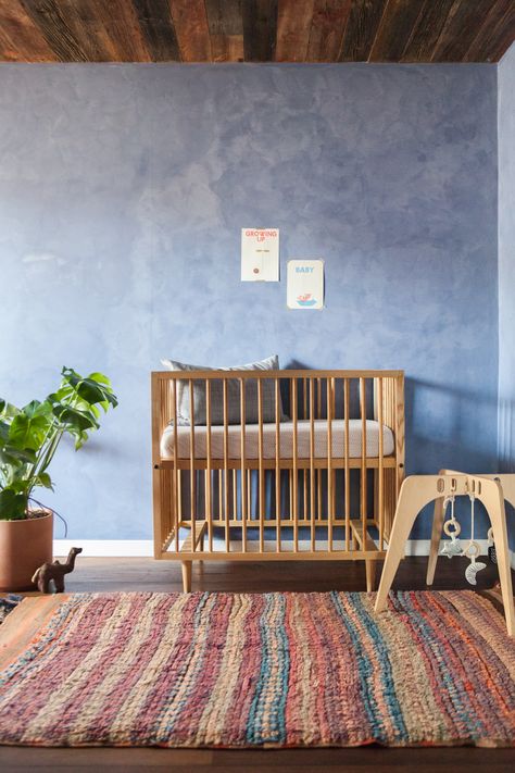 Gender Nursery, Nursery Interior Design, Blue Crib, Mediterranean Interior Design, Faye Toogood, Kids Rooms Inspo, Lime Wash, Mediterranean Interior, Kids Deco