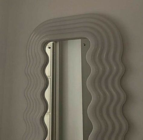 Minimal Mirror, Ultrafragola Mirror, Wavy Mirror, White Mirror, Minimalist Room, Mirror Designs, Chic Home, Room Aesthetic, Aesthetic Room Decor