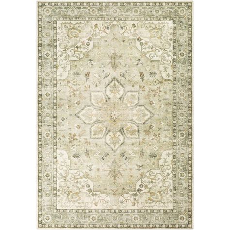 Laurel Foundry Modern Farmhouse Hinkson Oriental Machine Woven Area Rug in Cream/Sage & Reviews | Wayfair Surya Rugs, Cream Area Rug, Cream Rug, Area Rug Collections, Kelly Clarkson, Neutral Colour Palette, Traditional Area Rugs, Fabric Rug, Nebraska Furniture Mart