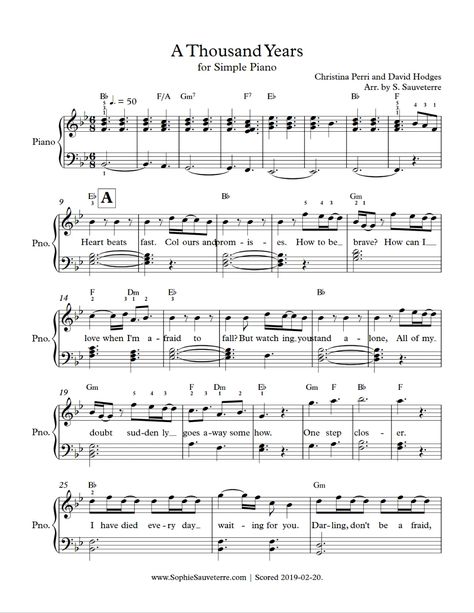 A Thousand Years Piano Sheet Music, Simple Piano Sheet Music, Simple Piano Songs, A Thousand Years Piano, Christina Perri A Thousand Years, Pop Piano Sheet Music, Thousand Years Piano, Music Arrangement, Popstar Aesthetic