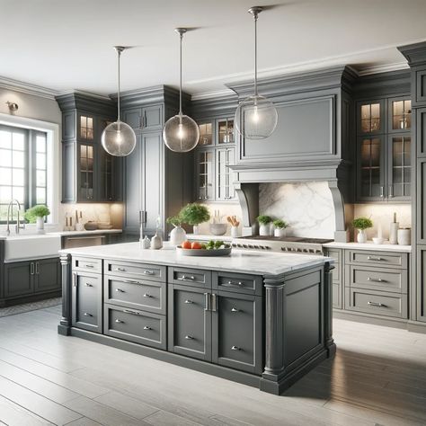 charcoal gray farmhouse kitchen cabinets Charcoal Kitchen Cabinets Farmhouse, Painted Kitchen Cabinets Gray, Best Cabinet Colors, Charcoal Gray Kitchen Cabinets, Gray Farmhouse Kitchen, Dark Gray Cabinets, Painted Gray Cabinets, Kitchen 2025, Charcoal Kitchen