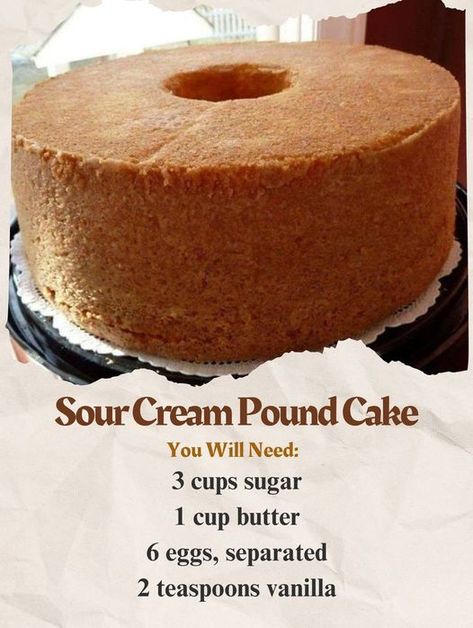 Grandma's Pound Cake Recipe, 7up Pound Cake, Pound Cake Recipes Easy, Sour Cream Pound Cake, Cake Recipes Easy Homemade, Sour Cream Cake, Homemade Cake Recipes, Delicious Cake Recipes, Almond Flavor