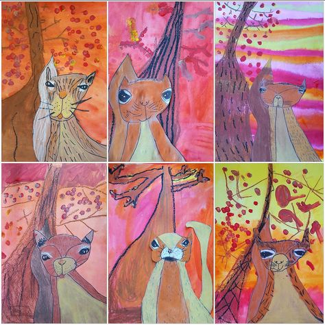 Art Grade 1, Remembrance Day Art, Group Art Projects, Elementary Art Rooms, First Grade Art, Kindergarten Art Projects, Animal Art Projects, Squirrel Art, 2nd Grade Art