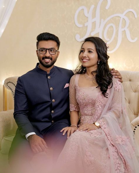 Couple Dresses For Engagement Indian, Engagement Lehenga Indian Couple, Pink Saree Couple Outfit, Betrothal Dress, Pink Lehanga Combinations With Groom, Navy Blue Lehenga Color Combinations, Bride And Groom Dress Combination Indian, Blue Lehenga Couple, Pink Lehenga Couple Combination