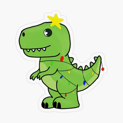 Tree Rex, Plastic Stickers, Personalized Water Bottles, Christmas Cartoons, Christmas Stickers, Christmas Design, T Rex, Cute Designs, Family Fun