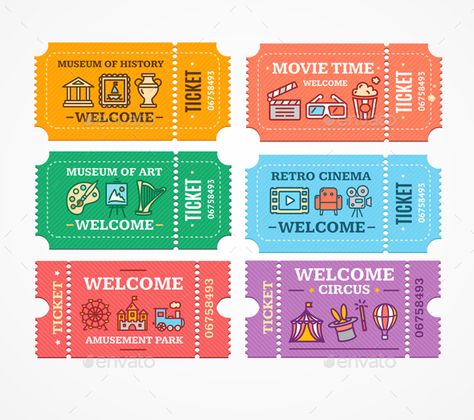 Cartoon Color Different Tickets Icon Set #Color, #Cartoon, #Tickets, #Set Amusement Park Ticket Design, Ticket Png Aesthetic, Cute Ticket Design, Aesthetic Ticket, Ticket Design Ideas, Cute Tickets, Ticket Illustration, Ticket Png, Tickets Design