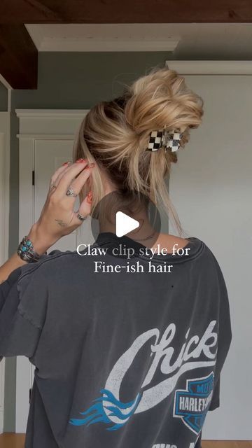 Claw Clip style for fine-ish hair (no extensions)🏁 Save & try Clip @shop.wanderlusthairco 🦋 | Instagram Claw Clip Hair Hack, Claw Clip For Fine Hair, Updos With Hair Extensions, Hair Up In A Clip, Hair Clip Styles, Concert Hair, Hairdo Ideas, Hip Hair, Fun Hairstyles