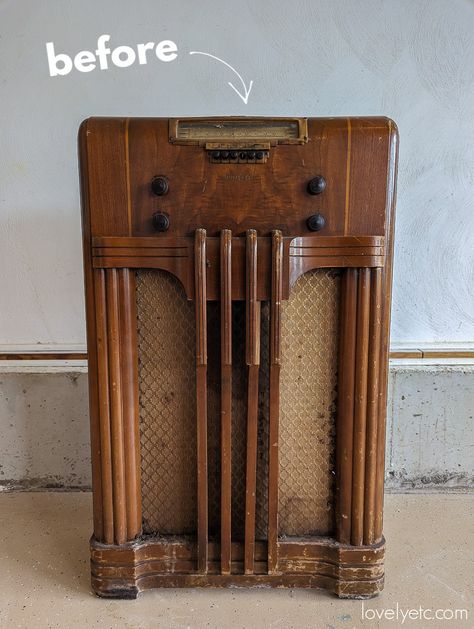 Repurposed Vintage Radio: How to Give an Old Radio New Life Old Radio Makeover, Vhs Cabinet Repurposed, Antique Radio Repurposed, Old Radio Repurposed, Antique Radio Cabinet Makeover, Vintage Radio Cabinet Repurposed, Antique Radio Cabinet Repurposed, Old Radio Cabinet Repurposed, Vintage Tv Repurposed