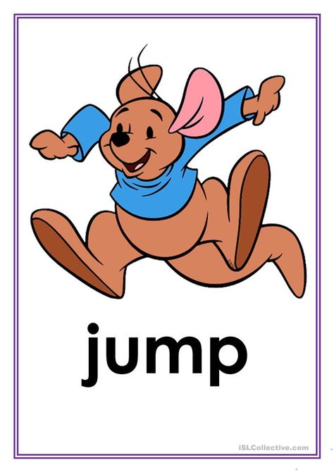 Disney Verb Flashcards - English ESL Worksheets for distance learning and physical classrooms Action Verbs Flashcards, Verb Flashcards, Verbs For Kids, English Primary School, Weather Worksheets, Good Comedy Movies, Action Pictures, English Time, Esl Vocabulary