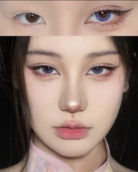 Eye Makeup Korean, Eyeliner For Downturned Eyes, Makeup Ala Korea, Makeup For Downturned Eyes, Makeup Asia, Makeup For Small Eyes, Makeup Ulzzang, Makeup Doll, Korean Eye