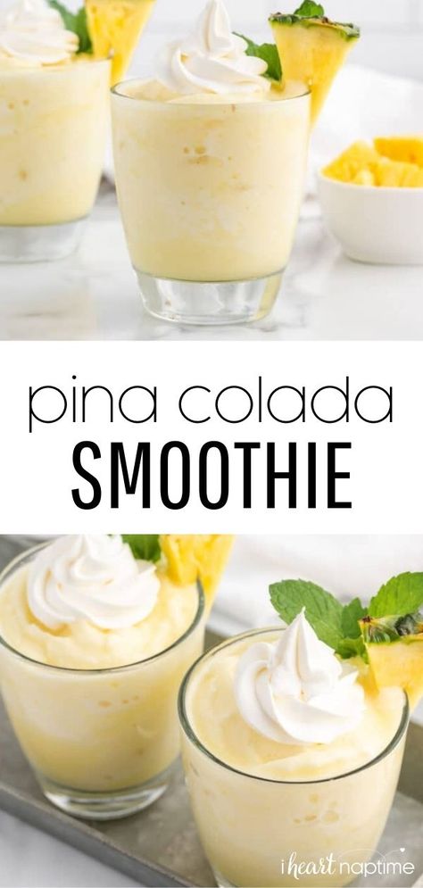 Piña Colada Smoothie, Healthy Smoothie Recipe, Pina Colada Smoothie, Pineapple And Coconut, Fruit Smoothie Recipes Healthy, Smoothie Recipes Healthy Breakfast, Drink Recipes Nonalcoholic, Smoothie Drink Recipes, Refreshing Drinks Recipes