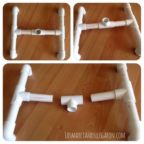 Perchero casero hecho con tubos de PVC Garden Supports, Pvc Fittings, Diy Shelves, Clothes Hanger, Shelves, Home Jewelry, Frame