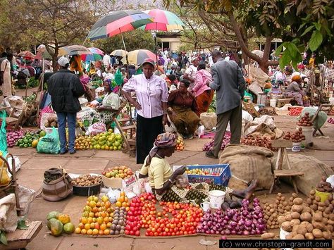 Economy: Kenya's Economy is based of of markets, market-based. In this picture is a Kenyan market. At kenyan markets people sell all sorts of things to make some shillings. (Kenya's Money) There is some modern things like food and clothing, but there is also some very interesting things like hand-carved chess boards and homeade grown coffee. Market Economy Pictures, Around The World Theme, Barbecue Design, Chess Boards, Importance Of Food, Street Vendors, Planting Ideas, Outdoor Market, Food Items