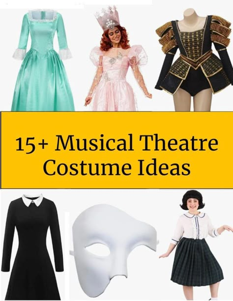 Musicals Costumes Diy, Broadway Party Outfit, Broadway Inspired Halloween Costumes, Musical Costumes Ideas, Musical Theatre Cosplay, Broadway Rave Outfit, Musical Theatre Costumes Halloween, Broadway Characters Costumes, Broadway Halloween Costumes Musicals