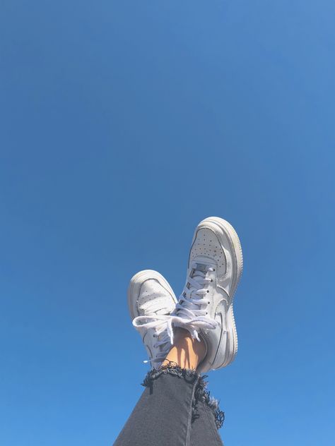 Photography Pics, Sky Photography, Blue Sky, Sneakers, Photography, Blue, White, Black