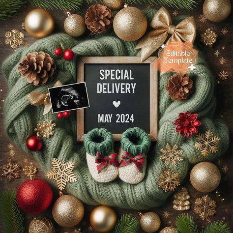 🎄Celebrate your growing family this holiday season with a whimsical Christmas social media reveal. This instant download, editable template makes sharing your joyful news easy and fun. Get yours now and start spreading the holiday cheer! DEMO LINK >> https://www.corjl.com/d/25H65H 🚀 Demo this item now! Get a sneak peek of the editing experience before purchasing. Simply copy and paste this link into your web browser to access a demo version where you can preview all customizable elements. See first-hand how easily you can personalize the announcement with your own photos and design elements.  💻 We recommend customizing your announcement on a computer for the best experience. While it is possible to edit on a mobile device, the desktop version provides a simpler editing process. ⌛ If you The More The Merrier Baby Announcement, Pregnancy Announcement Template, Christmas Baby Announcement, December Baby, Digital Announcement, Christmas Pregnancy Announcement, Christmas Pregnancy, Tiny Gifts, Pregnancy Reveal